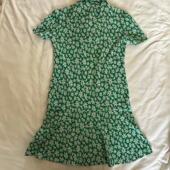 Never a wallflower Green Floral Terry Cloth Shift Dress swim Cover XS - Picture 3 of 4